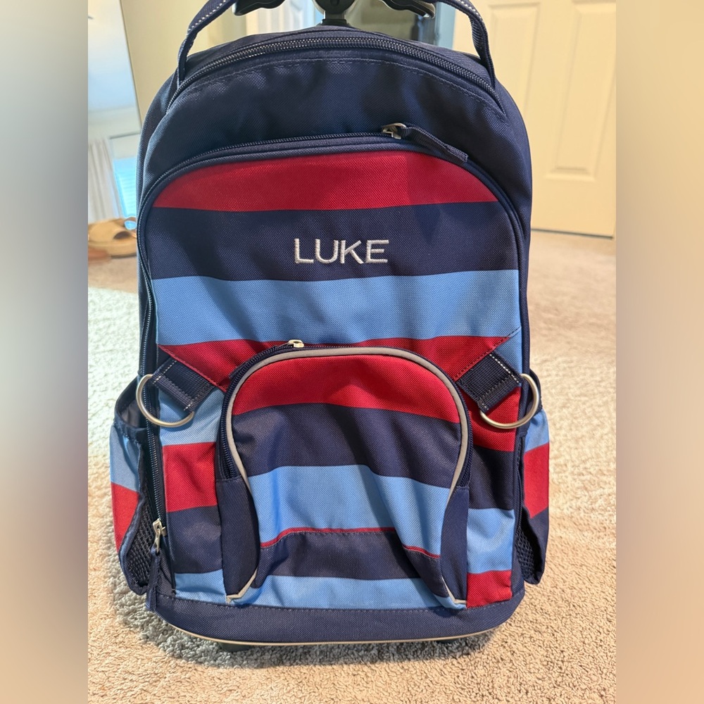 PBK Navy, Red & Light Blue Striped Kids's personalized LUKE Backpack